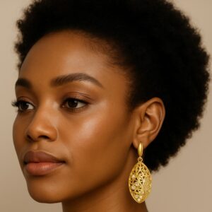 Sunbelle Original Gold-Plated Leaf Jewelry Set (Earrings & Pendant)